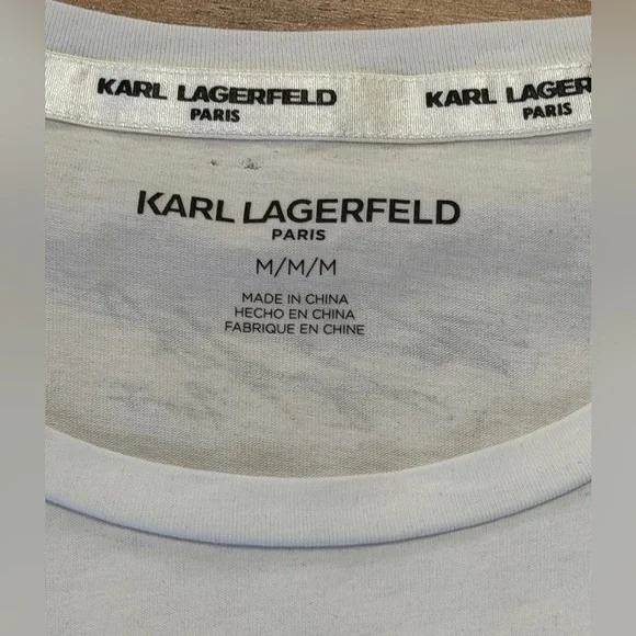 Karl Lagerfeld White C'est La Vie Tee - Picture 8 of 10